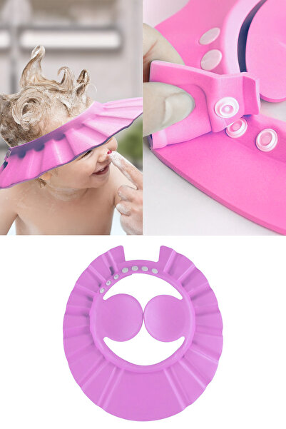 Privo Ayarlanabilir Bebek Banyo Şapkası Düğmeli Kulak Koruyucu Gözlere Su Kaç...