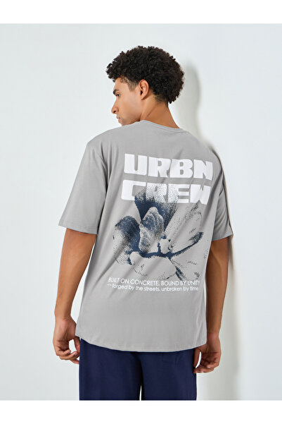 Styli Men Grey Graphic Print Oversized T-Shirt