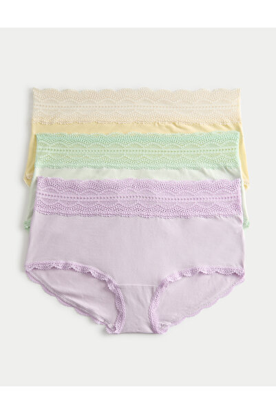 Marks & Spencer 3’lü Pamuk Karışımlı Yüksek Bel Külot