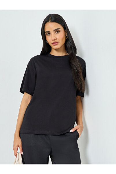 Styli Black Oversized Cotton T-Shirt