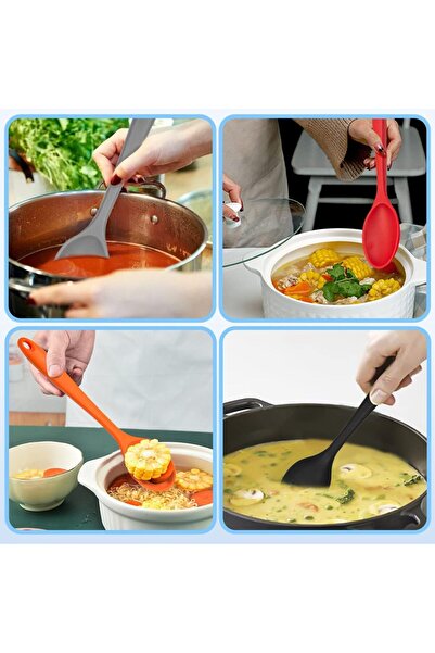 Doori Long-Handled Silicone Spoon, Silicone Serving Spoon, Cooking Spoon, Sti...