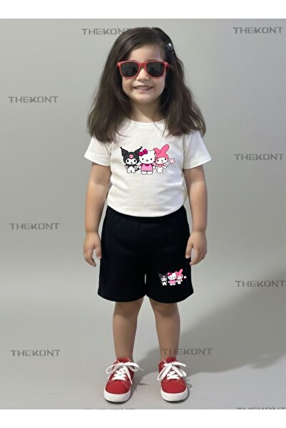 THEKONT HELLO-KIROMİ-SET PENTRU COPII CU ȘAPCĂ ROZ, PANTALONI SCURȚI IMPRIMAȚ...