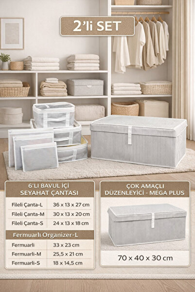 PONÇİK BEBEK Multi-Purpose Under-Bed Organizer Mega Plus Size Box 6-Piece Tra...