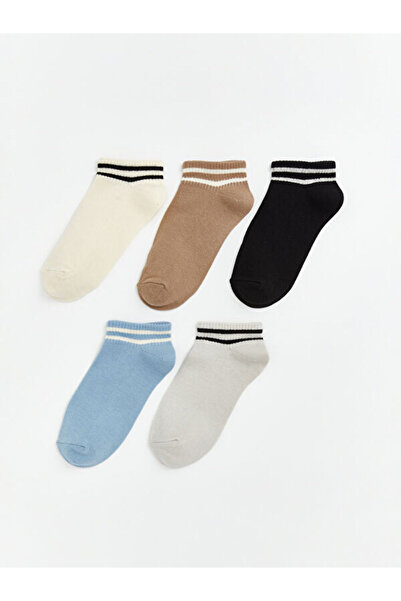 LC Waikiki Rmz Gi̇yi̇m Farkiyla Striped Boys' Booties Socks 5-Pack