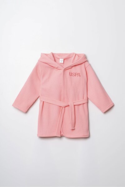 U.S. Polo Assn. Kız Bebek Waffle Bornoz %100 Pamuk
