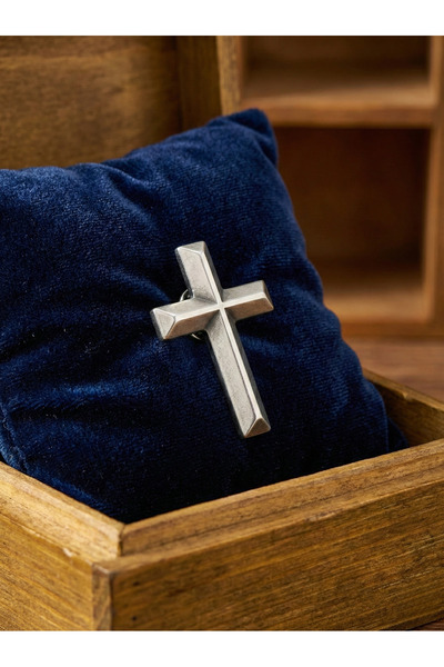 Elegante Cravatte Gümüş Renk Metal Haç Broş - Minimalist Yaka İğnesi - Unisex...