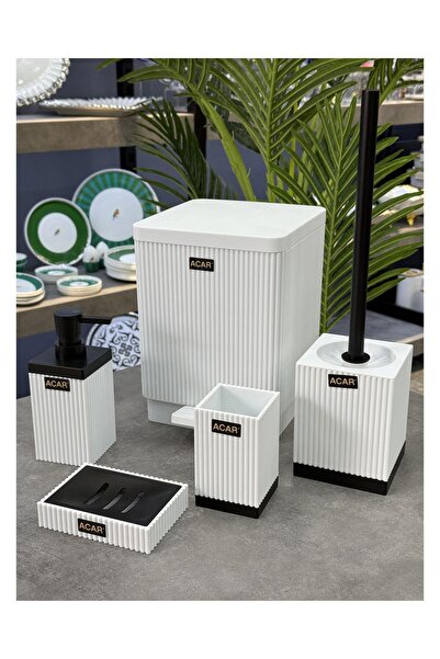 Doğudeko Acrylic 5 Piece Roman Bathroom Set White