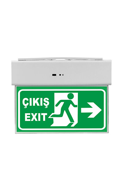 usin Sağ Yön Exit +Çıkış Yazılı Şarjlı + Elektrikli Acil Çıkış Yön Armatürü L...