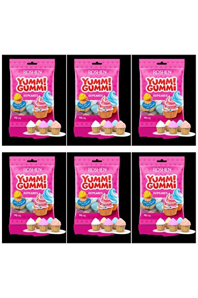 Roshen SET 6 BUCĂȚI - Asortiment de brioșe Yummi Gummi - 70g, 22 bucăți