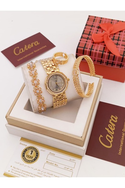 XS طقم نسائي ساعه ماركه كاتيرا سواره وخاتم