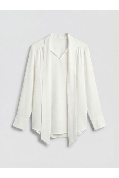 LC Waikiki Scarf Collar Gathered Oversize Blouse