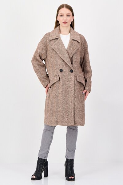 Bcbgeneration Women Herringbone Trench Coat, Brown