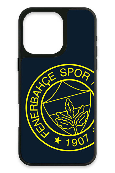 Fenerbahçe iPhone 16 Pro Max Uyumlu Büyük Sarı Arma Cam Lisanslı Telefon Kılıfı