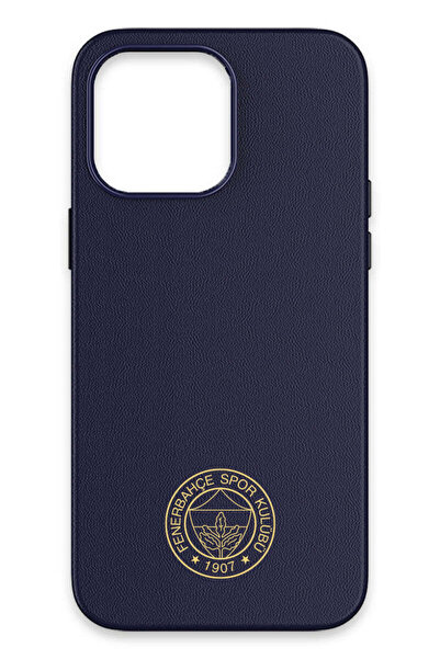 Fenerbahçe iPhone 14 Pro Uyumlu Gold Arma Deri Magsafe Lisanslı Telefon Kılıfı