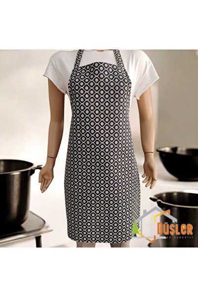 DÜŞLER EV TEKSTİLİ Daisy Patterned Chef's Kitchen Apron with Adjustable Water...