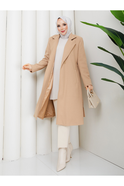 RACE FASHİON Belted Lined Cashmere Coat Rc5032