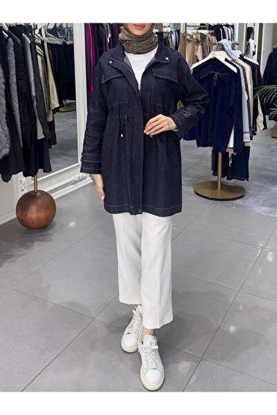 MODA HASEN BELİ BAĞLAMALI DENİM CEKET