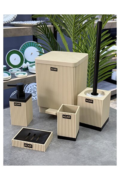 Doğudeko Acrylic 5 Piece Roman Bathroom Set Cream