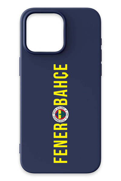 Fenerbahçe iPhone 15 Pro Max Uyumlu Dikey Yazı Lacivert Silikon Lisanslı Tele...