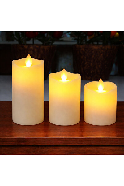 YDGR Dekoratif 3’lü Alevsiz Pilli Mum Seti