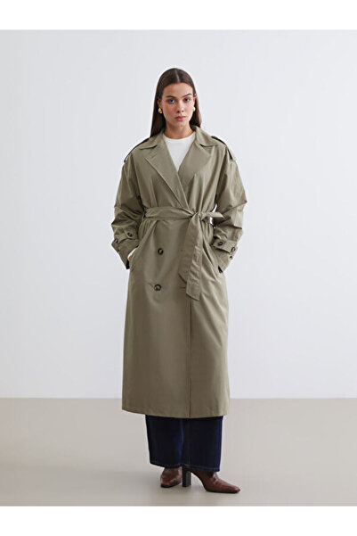 LC Waikiki Rmz Gi̇yi̇m Farkiyla Double-Breasted Roba Collar Women's Trench Coat