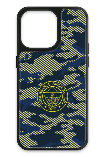 Fenerbahçe iPhone 13 Pro Uyumlu Dijital Kamuflaj Cam Lisanslı Telefon Kılıfı