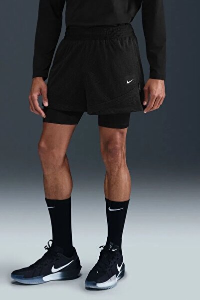 Nike Dri-Fit İcon 2in1 4 Mens Basketball Shorts Taytlı Basketbol Şortu Siyah
