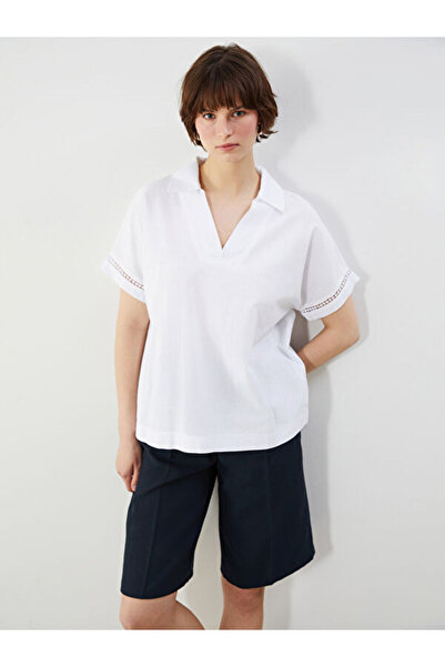 LC Waikiki قميص RMZ GİYİM FARKİLY بياقة روبا وتفاصيل مخرمة