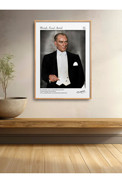 BERRAVIA Çerçeveli Atatürk Tablosu – Dekoratif Mustafa Kemal Atatürk Portresi...
