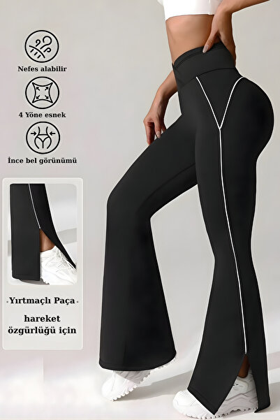 Lapiri Women's Leggings with Gathering Effect Black Spanish Leg High Cross De...