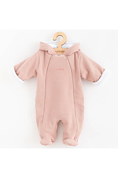 NEW BABY SHOP Salopetă roz înghețată pentru bebeluși cu glugă, mărimea 74 (6-...