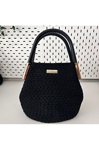 B BUL AKSESUAR El Yapımı Terass İp Şık Kadın Çantası 20x24 cm
