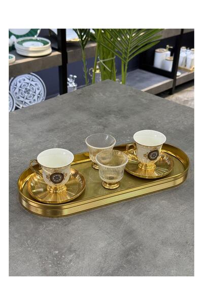 Doğudeko Luxury Porcelain 7 Piece 2 Cup Set Lorenzo