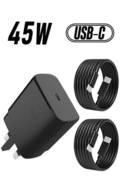 Shopi Samsung 45W Fast Charger Type-C with 2PCS 5FT USB-C Cables – Black