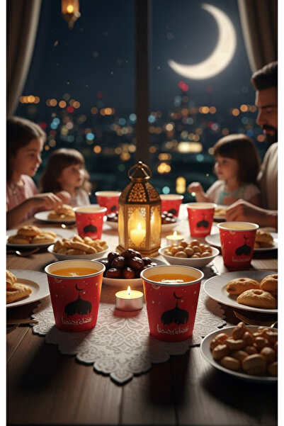 co arma A set of 40 paper cups, 7 oz. each, with the Ramadan Kareem logo.