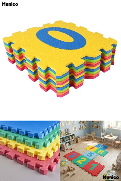 Munico Canlı Renkli 9 Parça Sayılar Puzzle Yer Matı Darbe Emici EVA Oyun Halısı