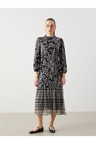 LC Waikiki Rmz Gi̇yi̇m Farkiyla Hakim Roba Collar Embroidered Dress