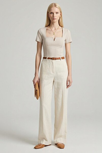 Rays 10432 Square Collar Blouse Beige