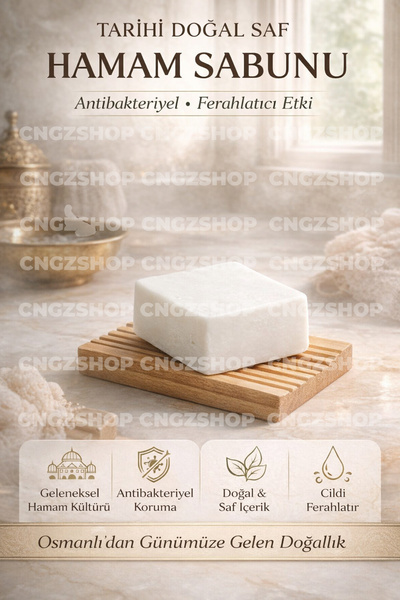 CNGZSHOP Tarihi Doğal Saf Hamam Sabunu 150 gr – , Bol Köpüklü & Ferahlatıcı Etki