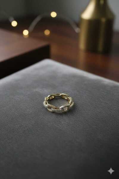 LÜMEN BUJİTERİ خاتم نسائي ذهبي مرصع بالأحجار الكريمة