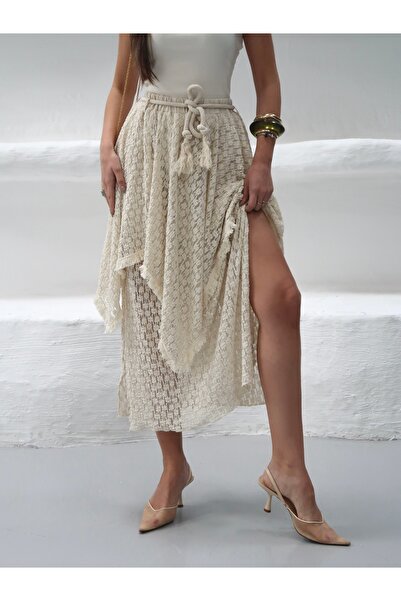 MAXXANA Lace-Up Asymmetrical Cut Midi Skirt - Limited Edition