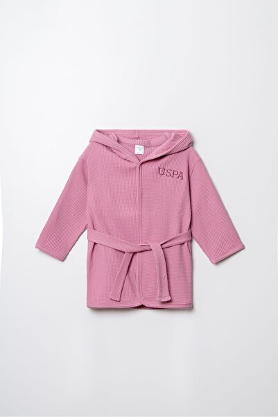 U.S. Polo Assn. Kız Bebek Waffle Bornoz %100 Pamuk