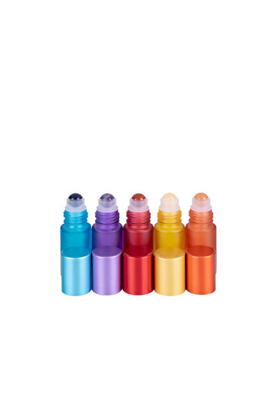 DROPY Set 5 sticlute de 5 ml cu roll-on model CHAKRA
