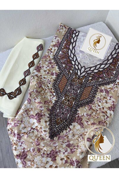 QUINN Luxurious Emirati-style abaya in Indonesian Silk with a veil, embroider...