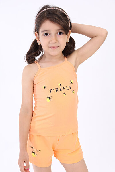 Toontoy طقم بناتي مكون من قطعتين: تي شيرت بياقة مربعة مطبوعة وشورت بخصر مطاطي