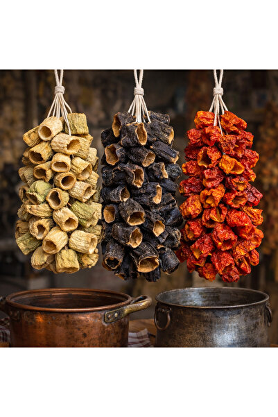 Joker Luxe Gaziantep Usulü Doğal Kurutulmuş Dolmalık Sebze Seti 3’lü – Kabak,...