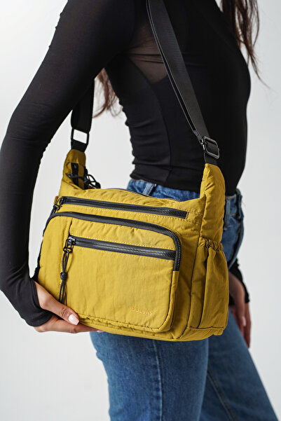 Solo Bag Geantă de damă, galbenă, cu mai multe compartimente, impermeabilă, C...