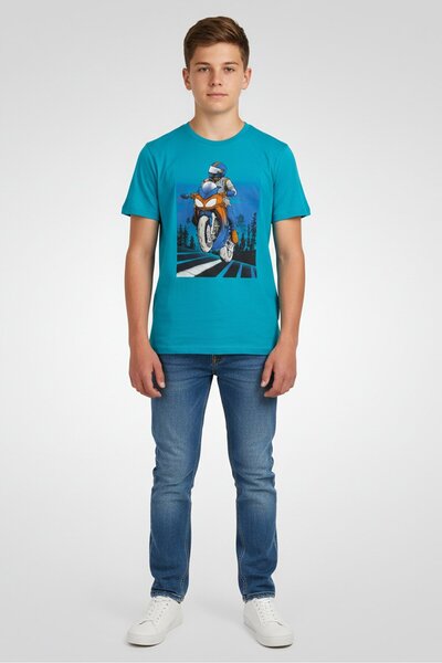 The Children's Place Kids Boy Crew Neck Short Sleeve Graphic Print T-Shirt, Blue