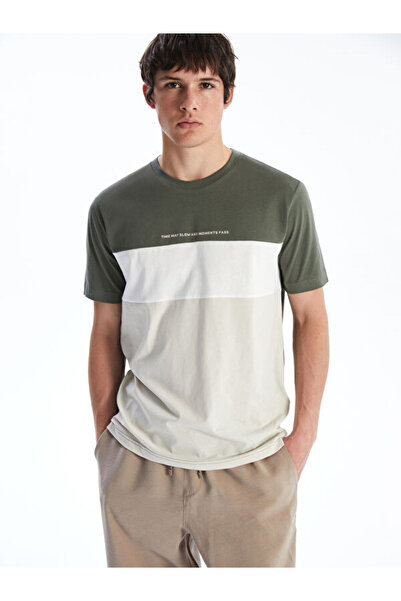 LC Waikiki Rmz Gi̇yi̇m Farkiyla Zero Roba Yaka Re Color Block Enye Men's T-Shirt