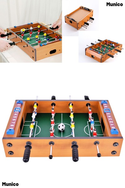 Munico Ahşap Masaüstü Langırt Oyunu 50x30 cm Dayanıklı Gövde Metal Çubuklu Mi...